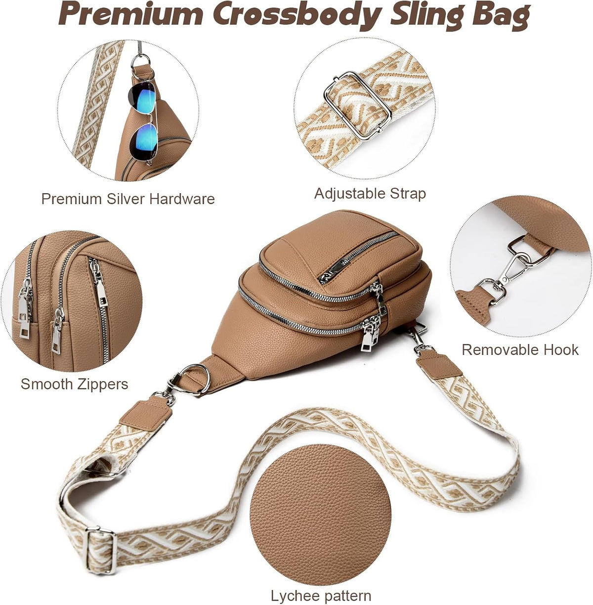 MYHOZEE Crossbody Bags for Women Sling Bag Faux Leather Mini Backpack Purse