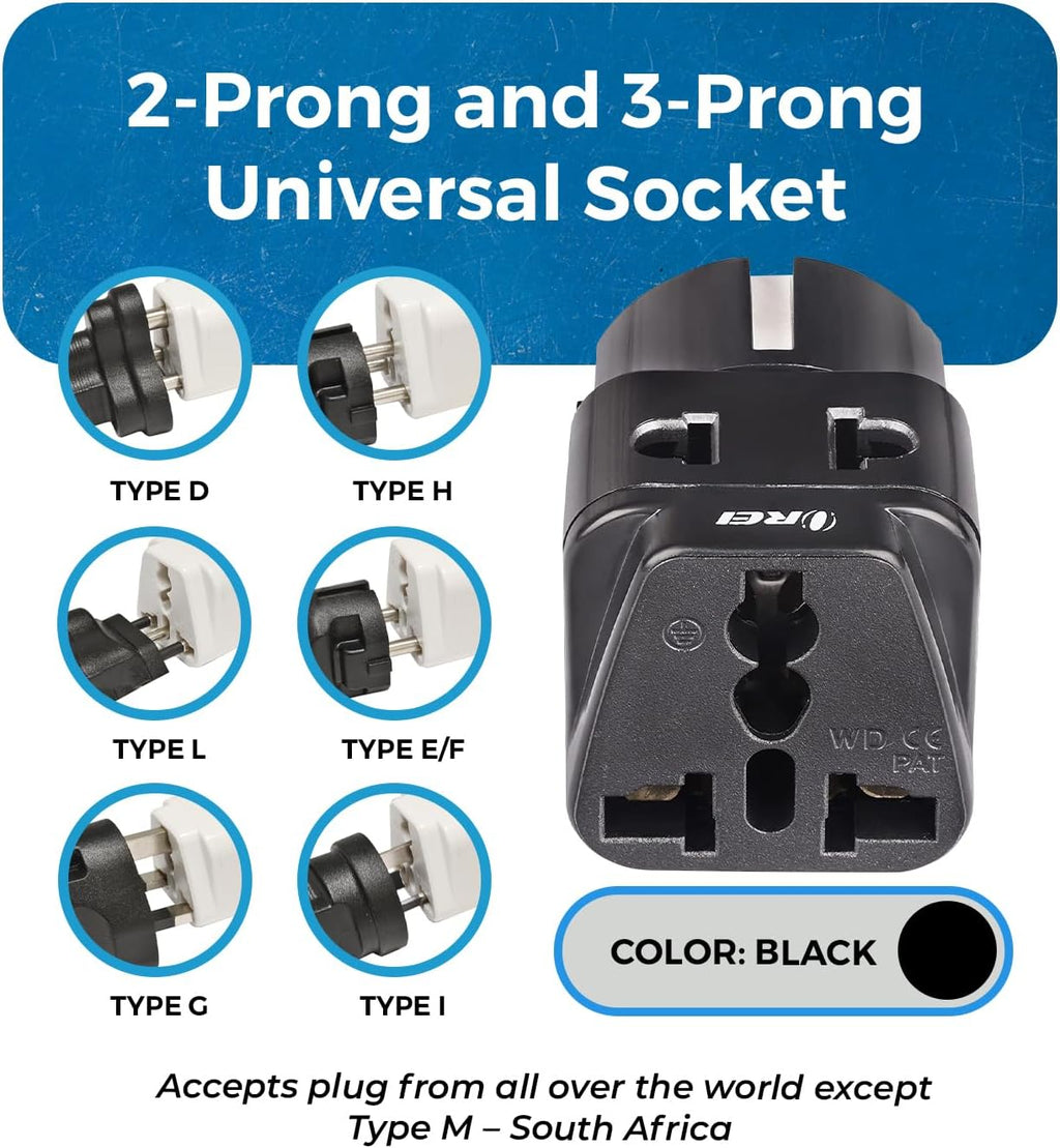 OREI Germany France Type E/F Travel Adapter Plug, 2-in-1 EU Outlet, 300 Pk