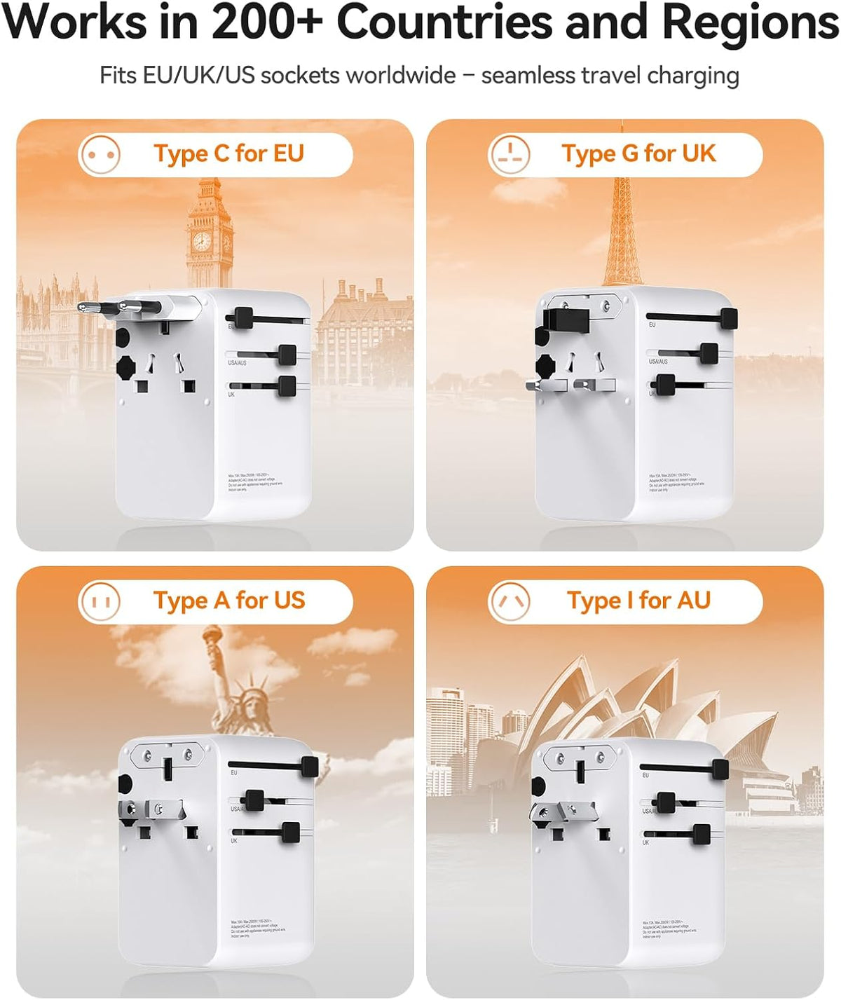 ORICO Universal Travel Adapter 100W GaN International Power Adapter