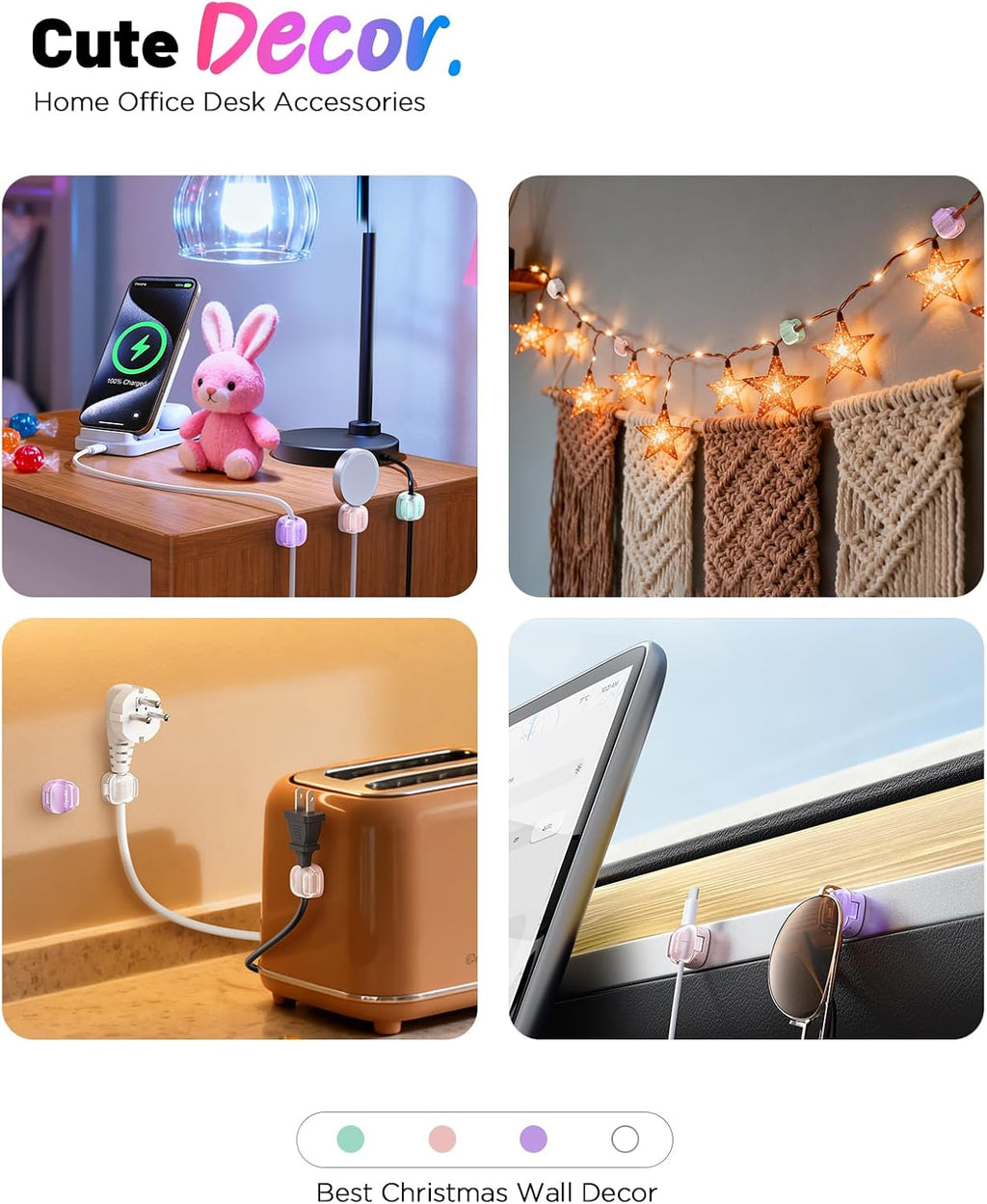 Chfeila Cable Clips, 8 Pack Cord Holder Cord Organizer, Cable Management