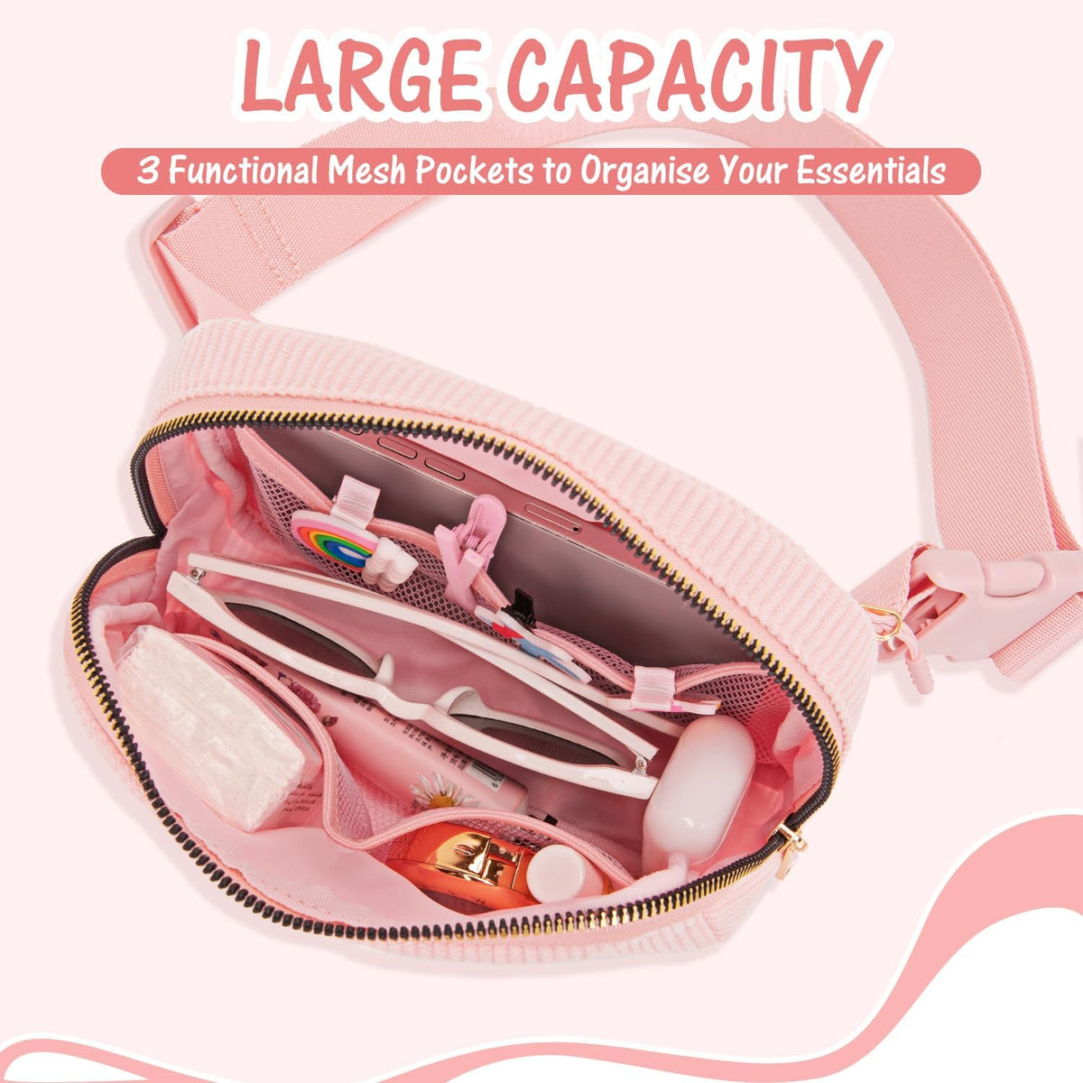 Gitus Birthday Gifts for 6 7 8 9 10 11 12 Year Old Girls Thanksgiving Gifts for Teen Girls Daughter Sister Friends Initial Fanny Pack Crossbody Bag Belt Bag Trendy Stuff Teen Girl Gifts (Light Pink-T)