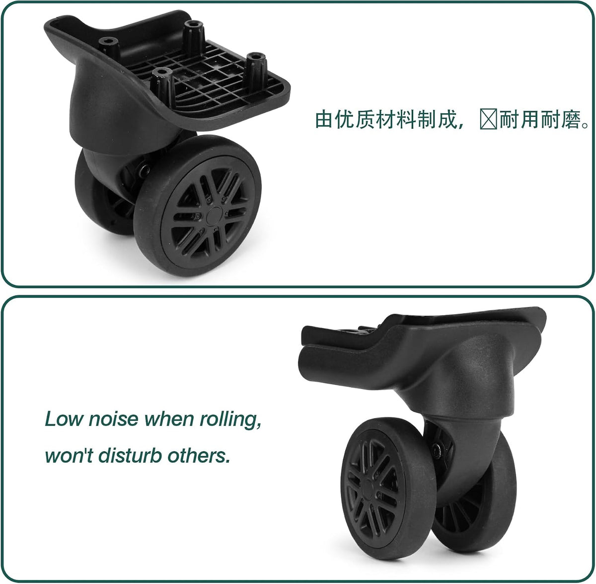 1Pair Double Row Luggage Replacement Caster Wheels Suitcase Repair EA44-2