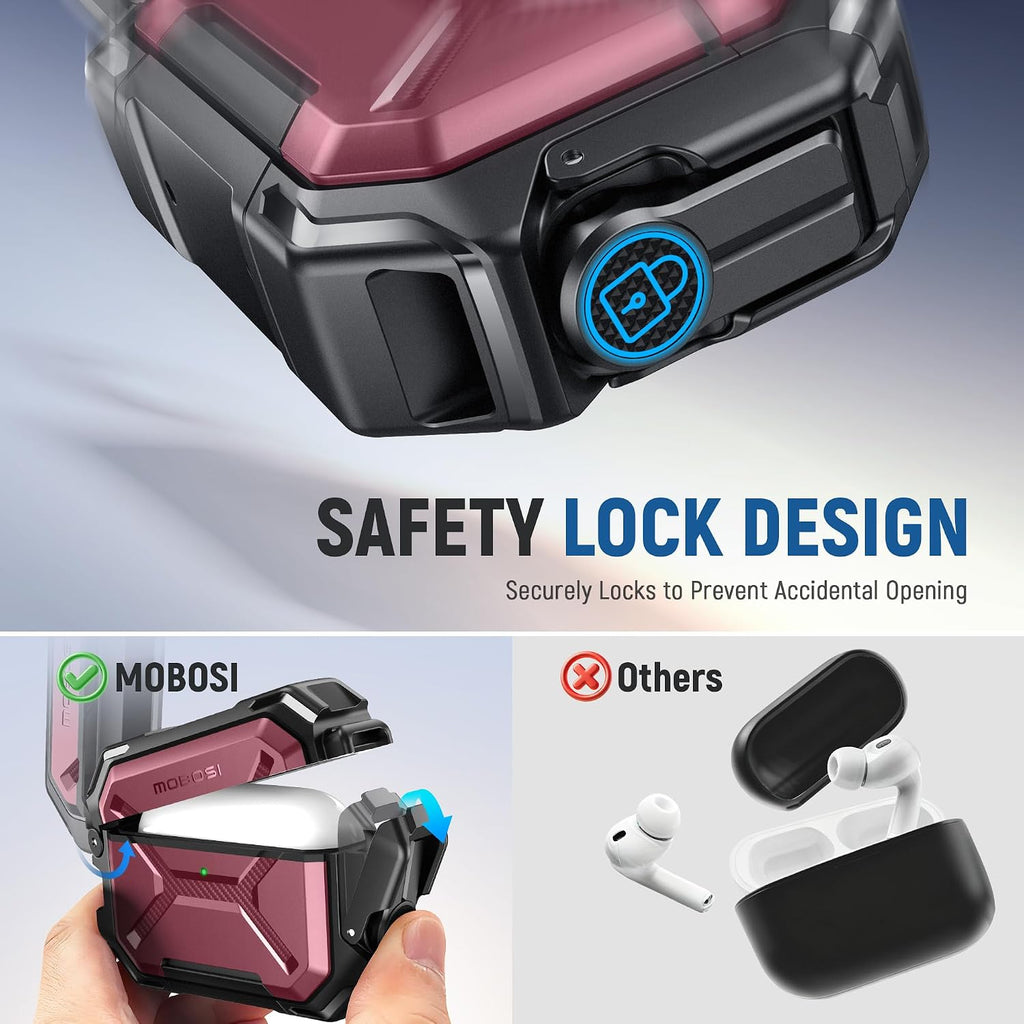 MOBOSI IP68 Waterproof Case for AirPods Pro 3, Red