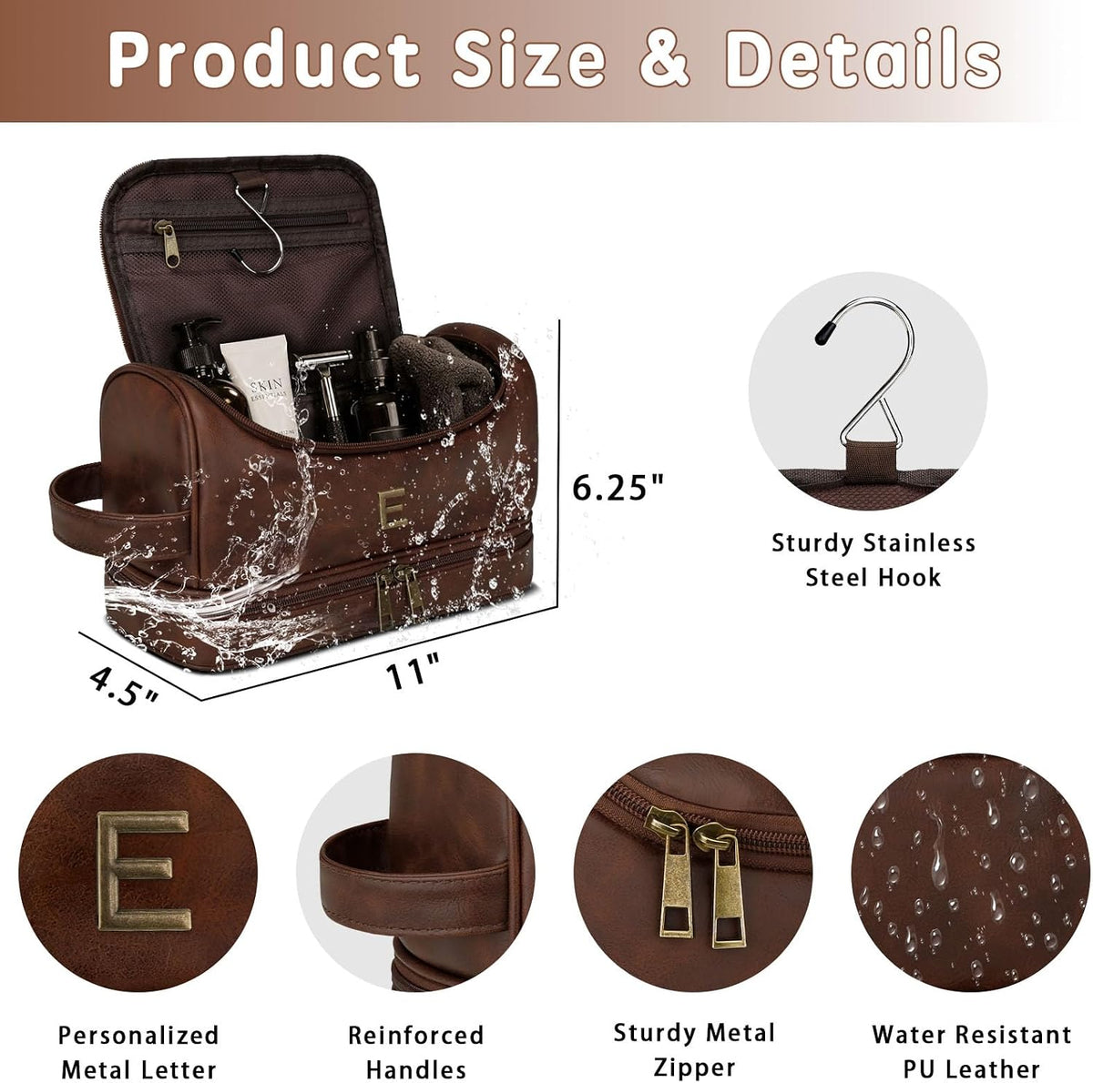 Personalized Toiletry Bag for Men, Initial Custom Gifts for Men