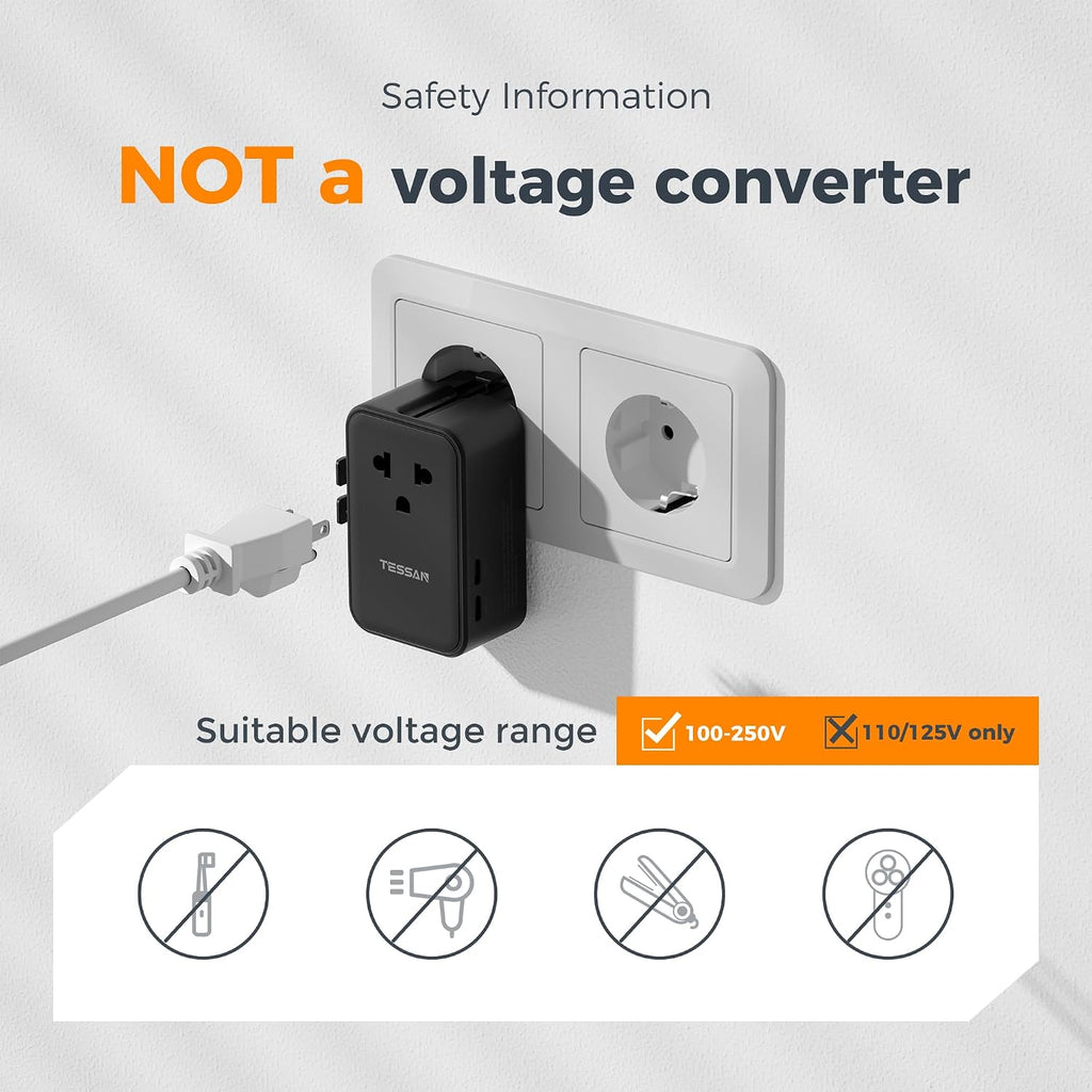 TESSAN International Power Adapter PD 25W, Black