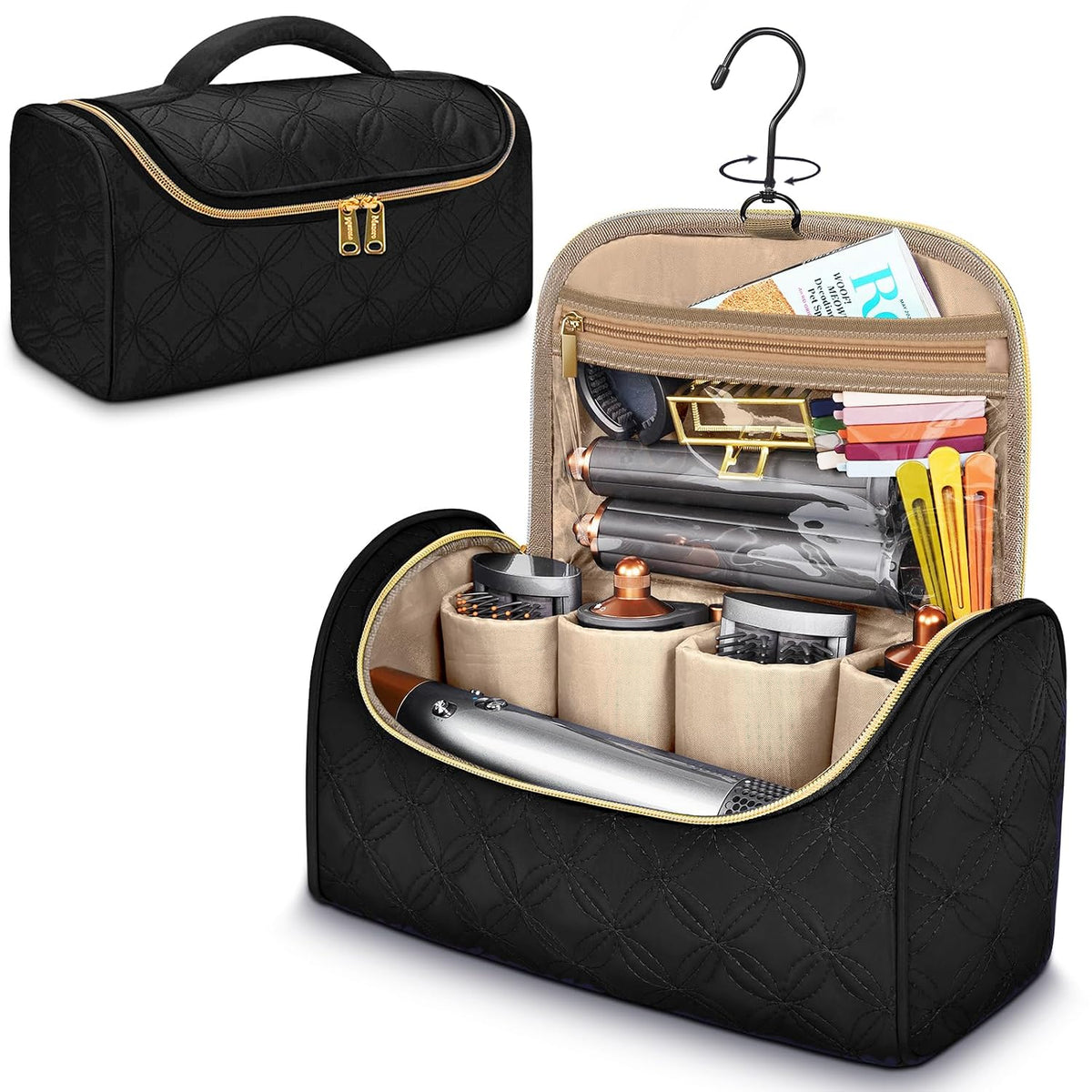 Mancro Padded Travel Case Compatible with Dyson Airwrap, Black