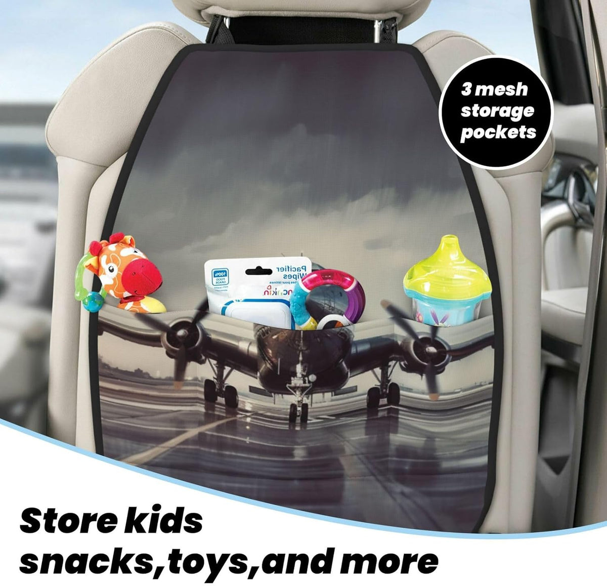 2 Pack Car Seat Kick Mat with Storage Pocket Waterproof Backseat Protector