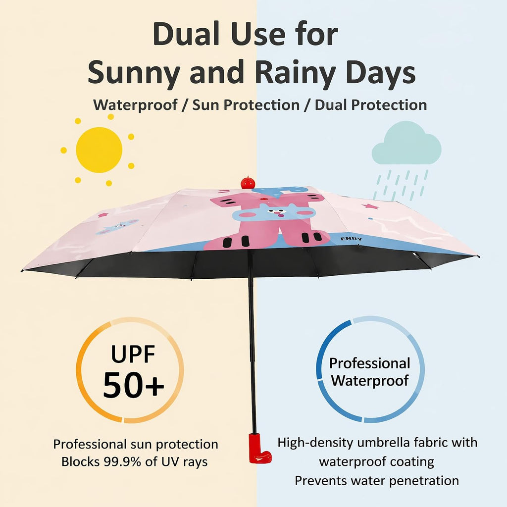 Cute Cartoon Umbrella, UPF 50+ Compact for Women
