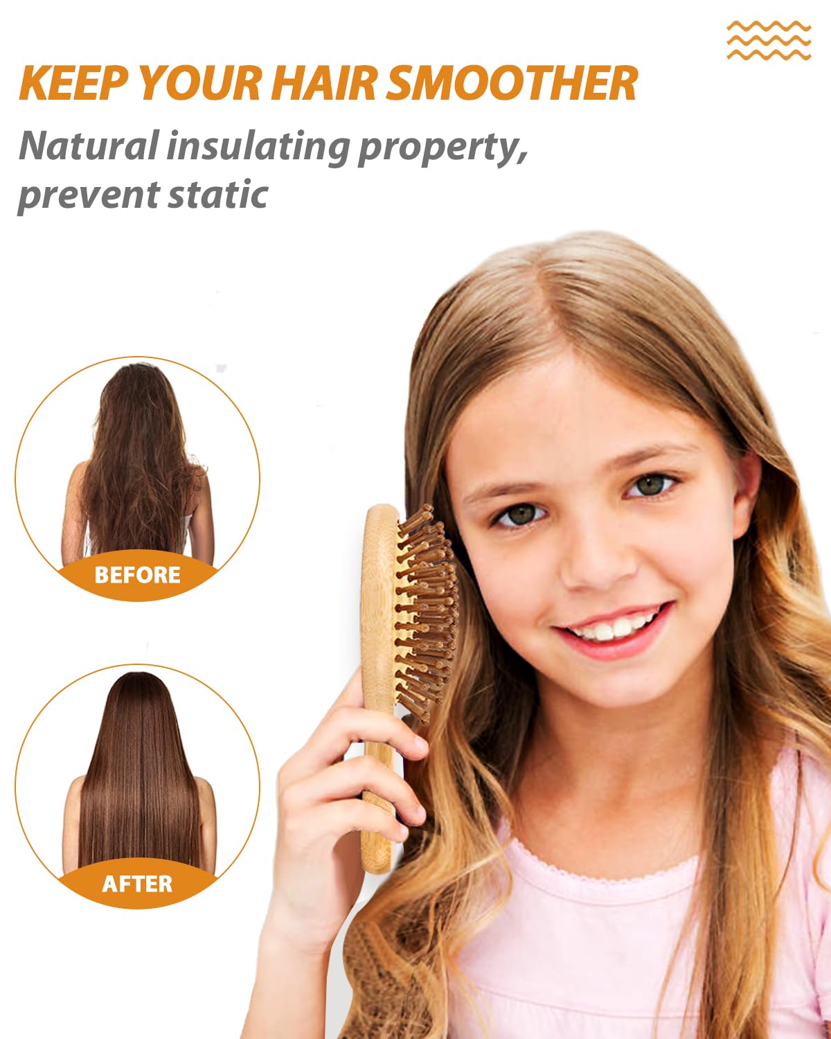 BUNDLEPRO Hair Brush with Natural Bristles, MINI, 2 Pack