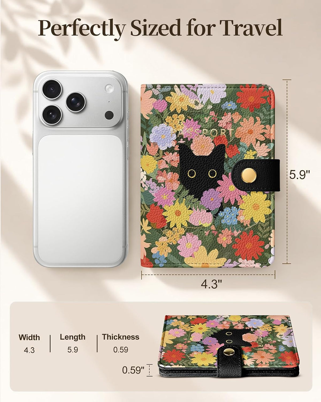 Slohif RFID Passport Holder for Travel with Airtag Hidden Slot Playful Cat