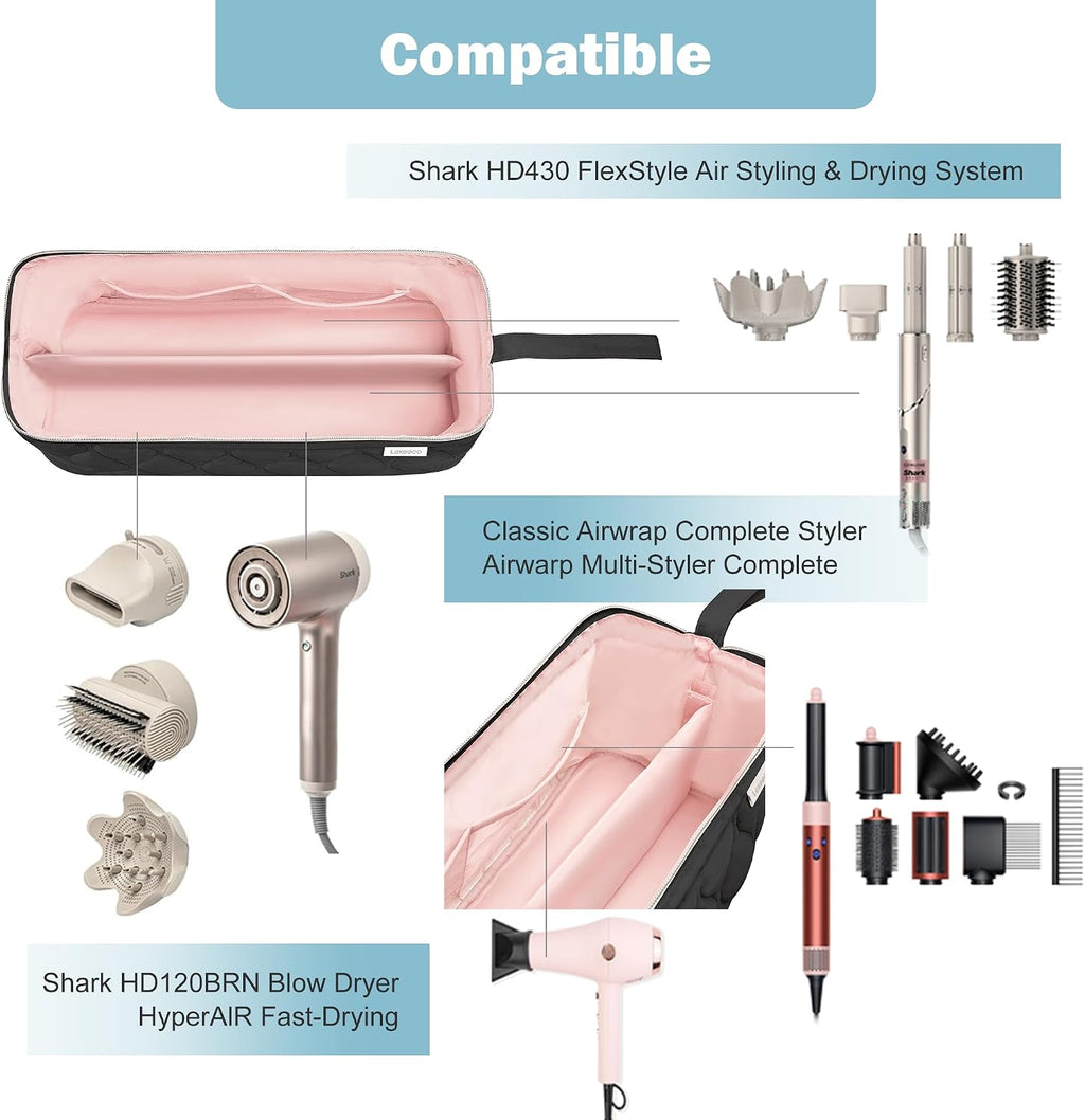 Lexeeco Dyson Airwrap Travel Case for Shark Flex Style Fusion Hair Dryer