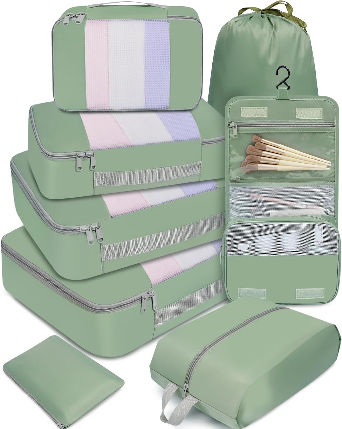 BAGAIL 6 Set/8 Set/10 Set Packing Cubes Various Sizes Packing Organizer for Travel Accessories Luggage Carry On Suitcase