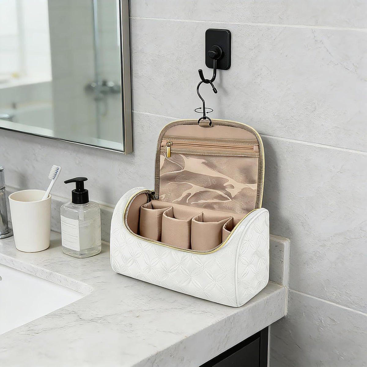 Mancro Padded Travel Case Compatible with Dyson Airwrap, White