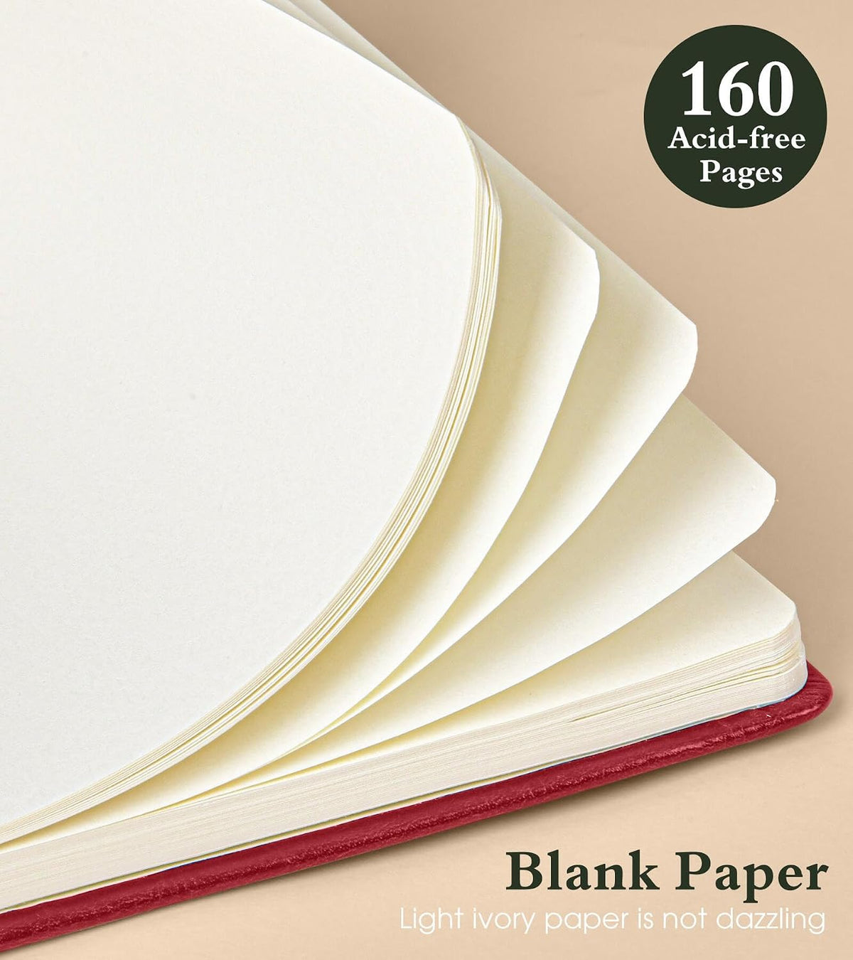 PAIBAS A5 Lined Journal, Leather Bound Notebook for Work & Travel 5.8"×8.5"