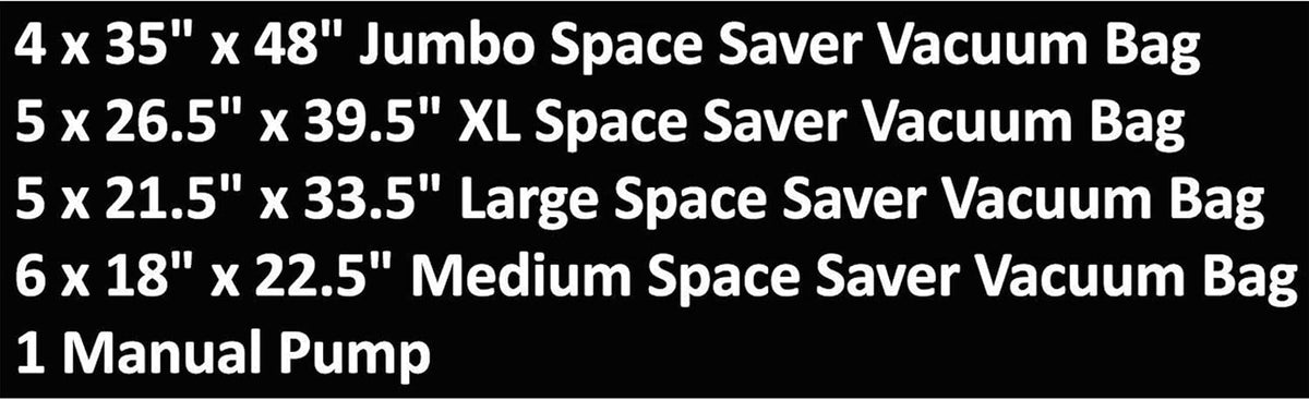20 Vacuum Sealer Bags – Compression Bags for Travel, Clothes, and Blanket Storage – Airtight Space Saver Pouches in 4 Sizes and Pump by Everyday Home