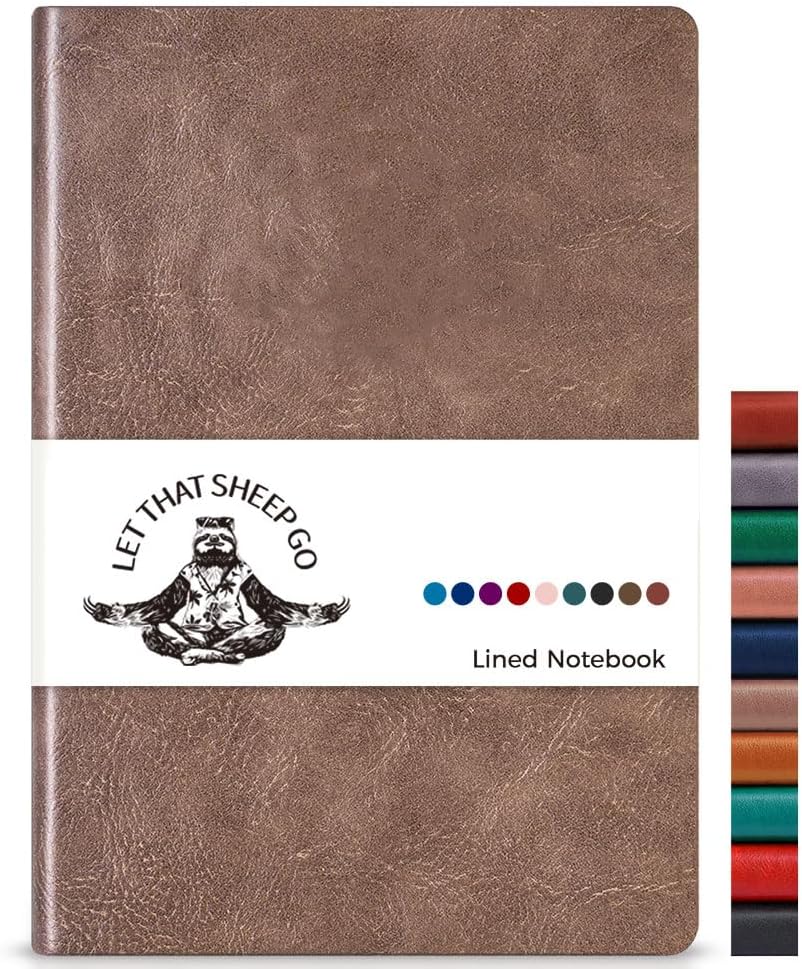 Leather Journal Notebook for Women Men - Soft Cover Lined Journals for Writing, Journaling, Travel, Diary & Bible, Work & Daily, A5 (Grey)