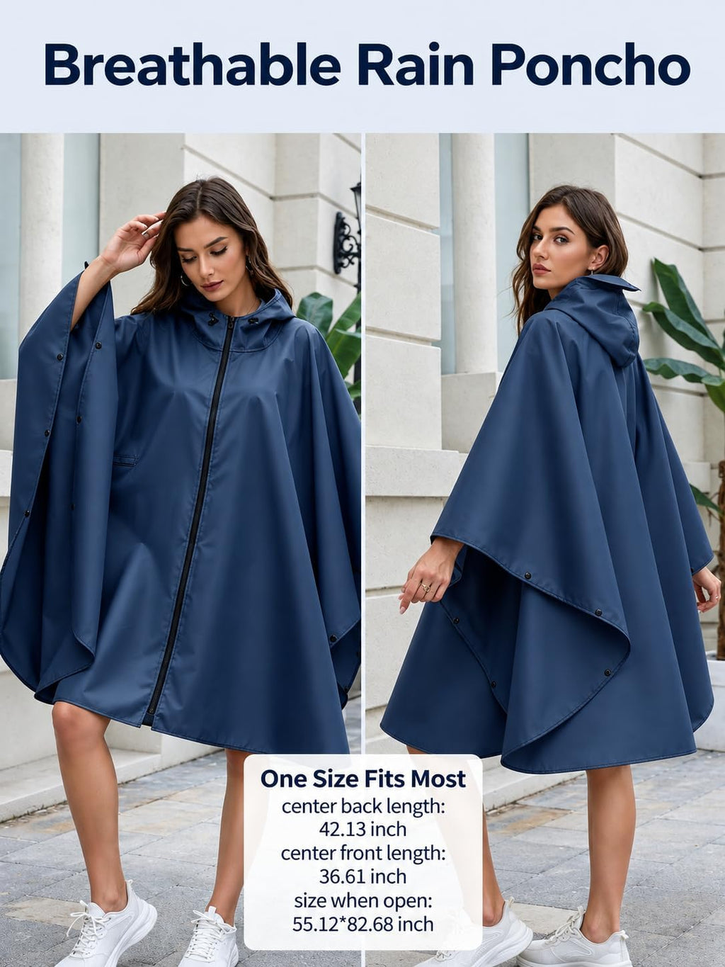 CRIPOM Rain Poncho Waterproof Raincoat Pocket Jacket for Women/Men/Adult