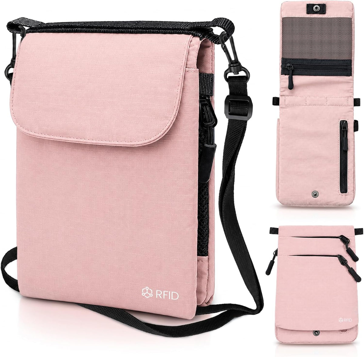 RFID Blocking Passport Holder for Travel Women Wallet Suit Single & Couples, Travel Essentials Neck Wallet with Adjustable Strap and Multi-Pocket Document Organizer Men for International Travelers