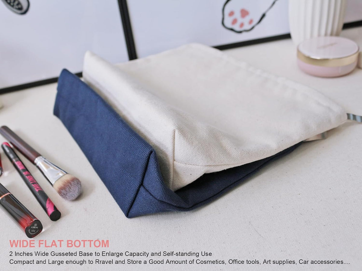 HAPPYHEIDI Large Makeup Bag Travel Cosmetic Pouch, Raw White Upgraded
