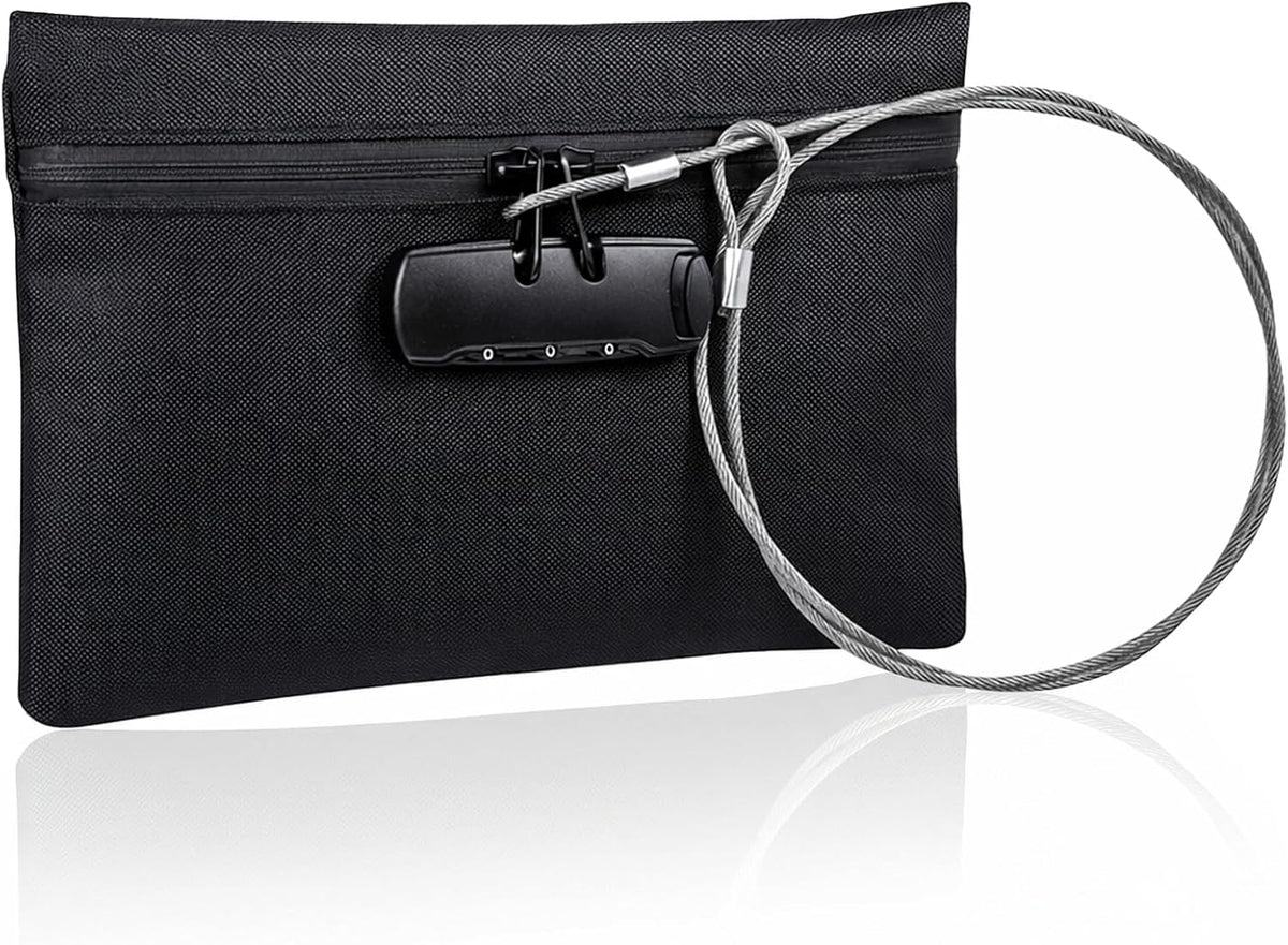 Beach Money Bag with Lock and Steel Cable, Portable Security Notary Bag with Lock, Anti-Theft Travel Money Organizer for Mobile Phone Cash Key Document Jewelry, Suitable for Poolside Vacation Use