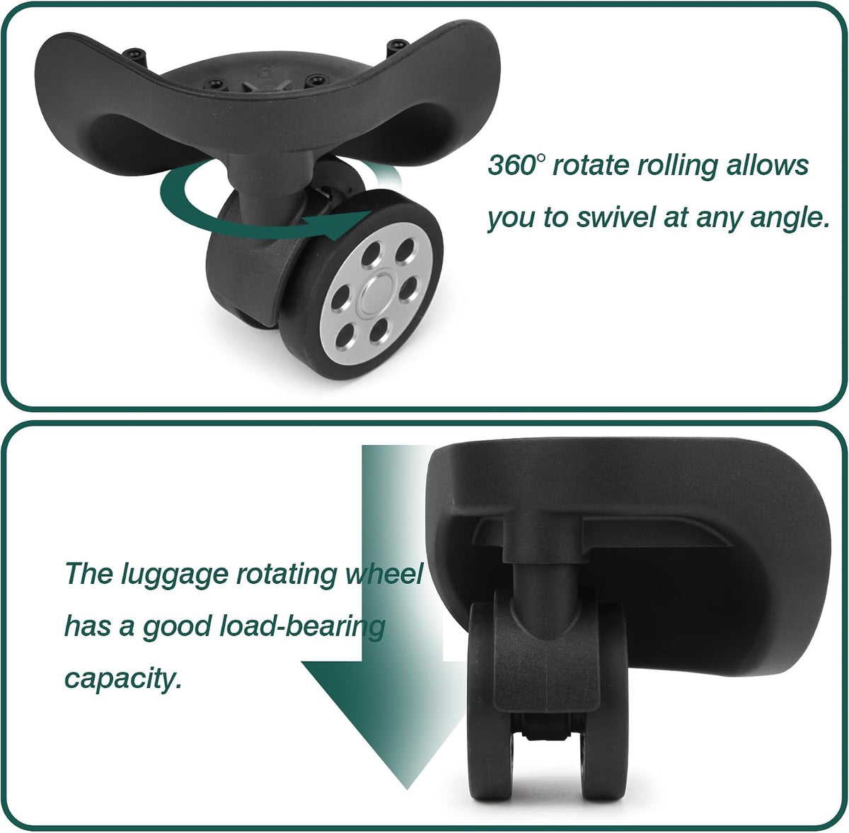 1Pair Double Row Luggage Replacement Caster Wheels Suitcase Repair A135C