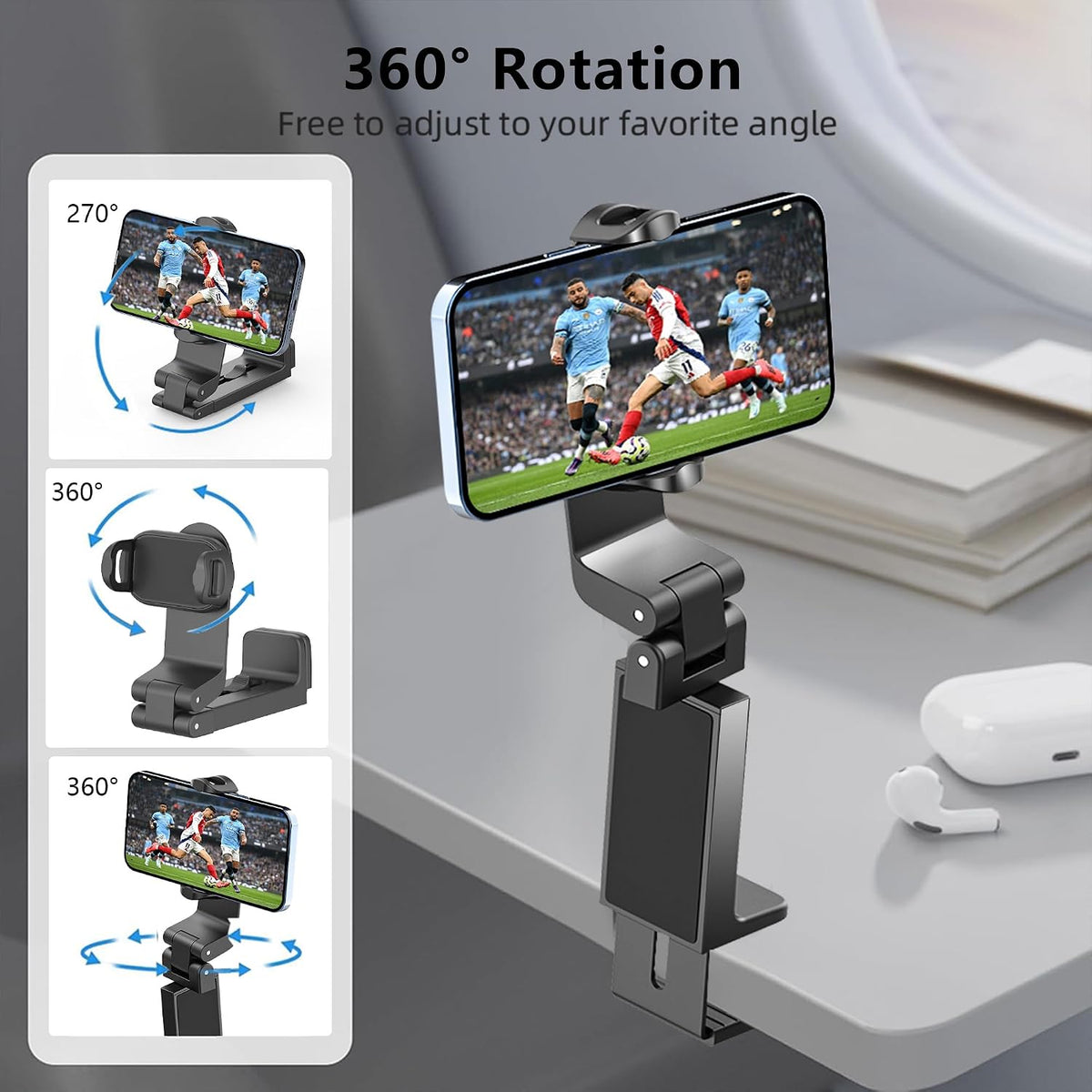 CreaDream 2 Pack Airplane Phone Holder, Phone Mount Stand for Flight Desk