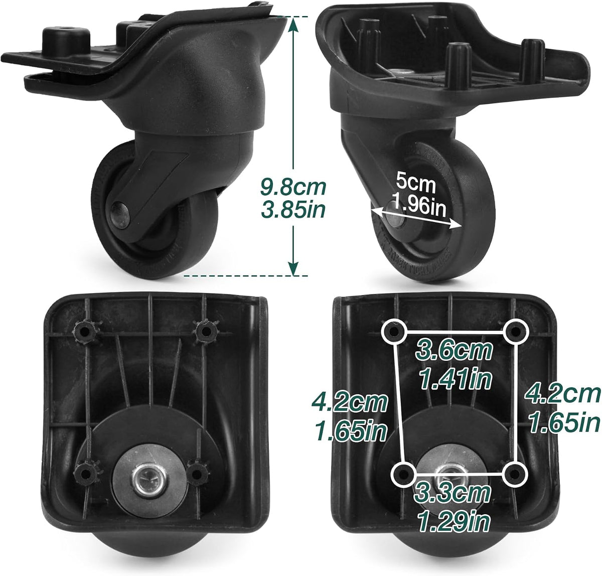 1 Pair Luggage Replacement Caster Wheels, Suitcase Repair Parts EA44-1