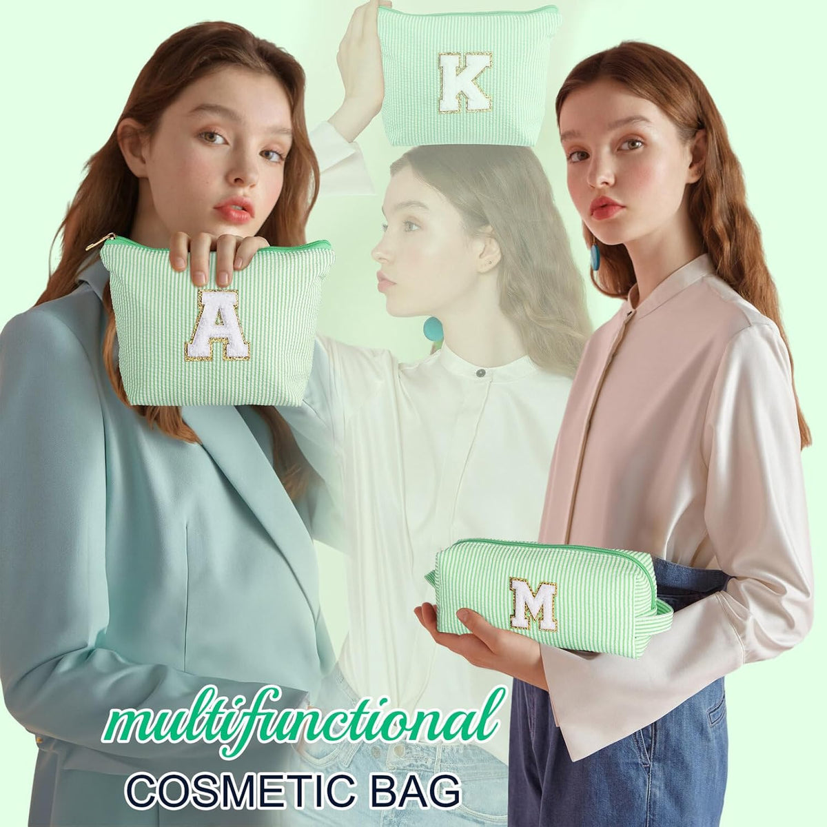 YOOLIFE Cute Makeup Bag for Girls Women Cosmetic Bags for Girls | Initial Make Up Bag | Personalized Gifts for Women Her | Bridal Shower Gifts | Christmas Gifts for Girls | Tween Girls Trendy Stuff S