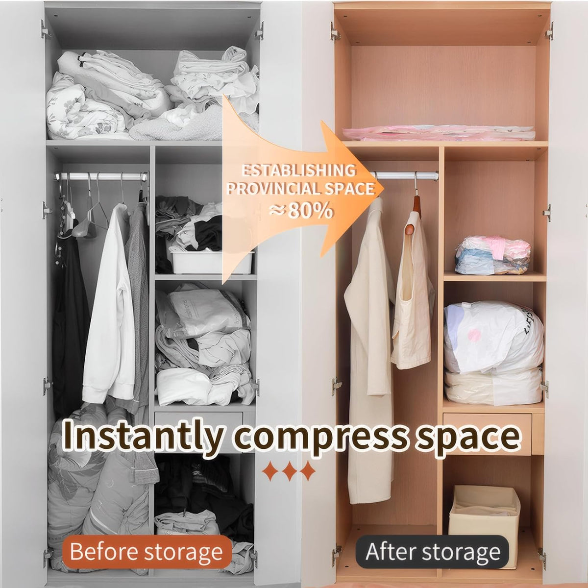 4 Pack Vacuum Storage Bags, Space Saver Bag Vacuum Seal Bags for Clothing Travel Moving Blankets Pillows Storage and Organization (70X 100 cm)