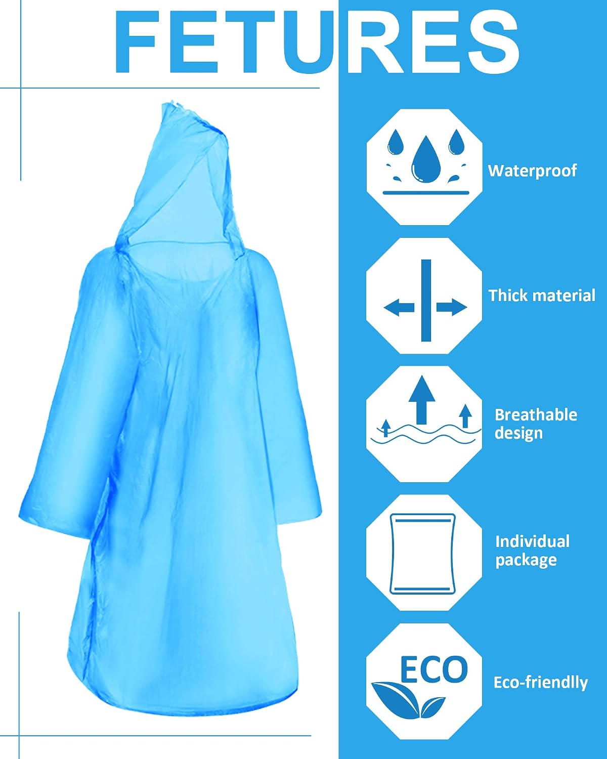 JaGely 120 Pack Disposable Rain Ponchos Bulk Adult Travel Gear