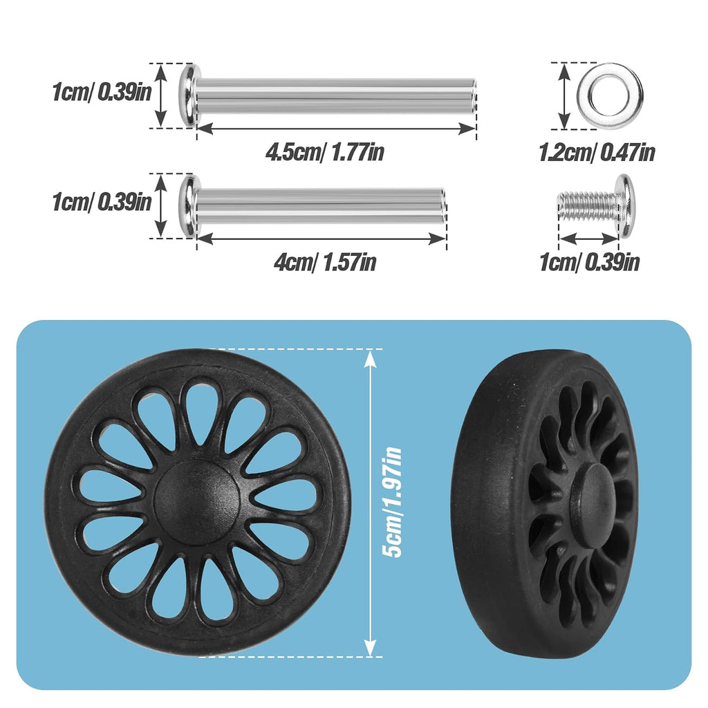 8 Pcs Replacement Luggage Rubber Wheels 2 inch, 50mm Suitcase Spinner Wheel Repair Repair Set, Wear-Resistant Trolley Casters (VA6, 50 mm)