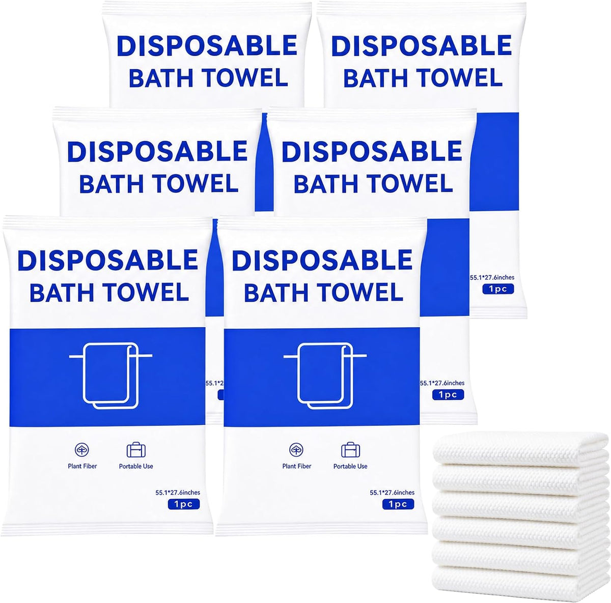 Extra Large Highly Absorbent Disposable Bath Towels for Travel – 6 Pack