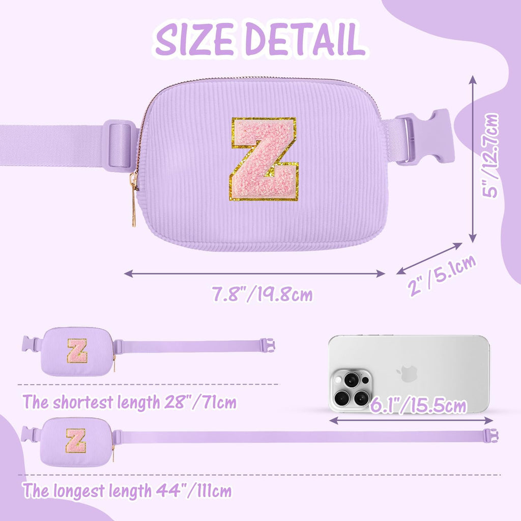 Gitus Gifts for Teen Girls Birthday Gifts for 6 7 8 9 10 11 12 Year Old Girls Initial Fanny Pack Belt Bag Crossbody Bag for Teen Girl Gifts Trendy Stuff Personalized Gifts Preppy Stuff (Lavender-Z)