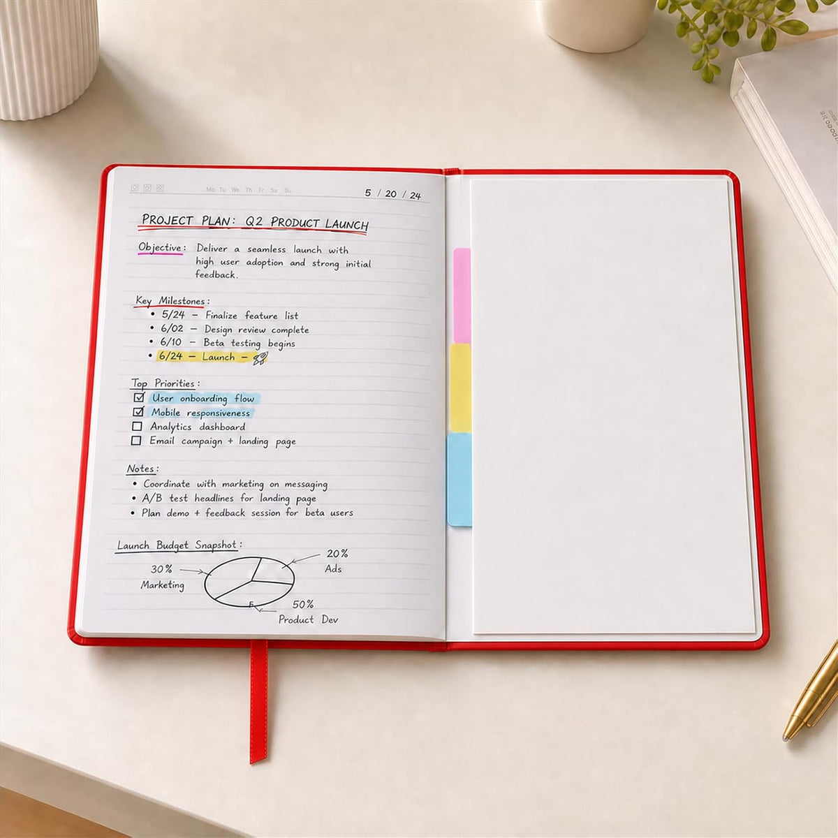 SUIN Hardcover-Journal-Notebooks, A5 Lined Journals Notebook for Writing 200 Pages, 8.2 x 5.5 inch, Classic Ruled Notebooks for Work/Travel/College (Red- 1 Pack)