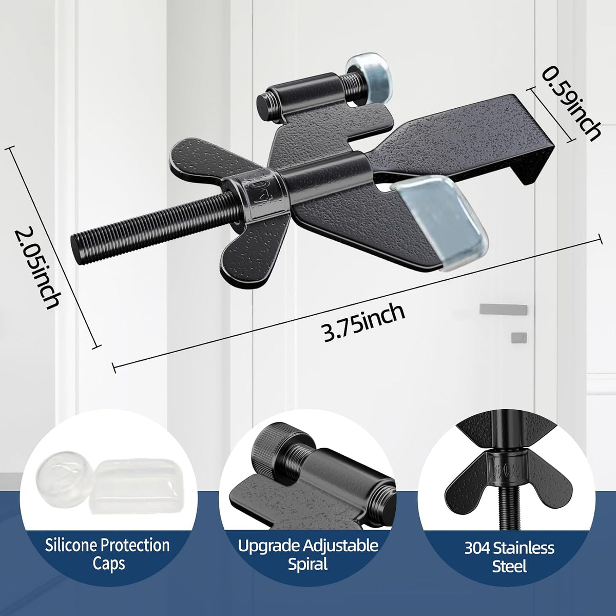1 Pack Adjustable Portable Door Lock, Hotel Door Locks for Travelers, Prevent Unauthorized Entry, Door Stoppers Security for Travel Bedrooms Apartment Airbnb Dorm, with Silicone Caps