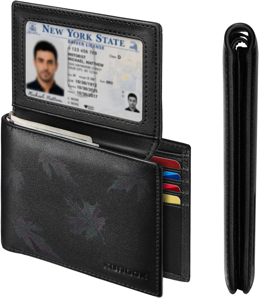 RUNBOX Wallet for Men Leather RFID Blocking Bifold Front Pocket Wallet