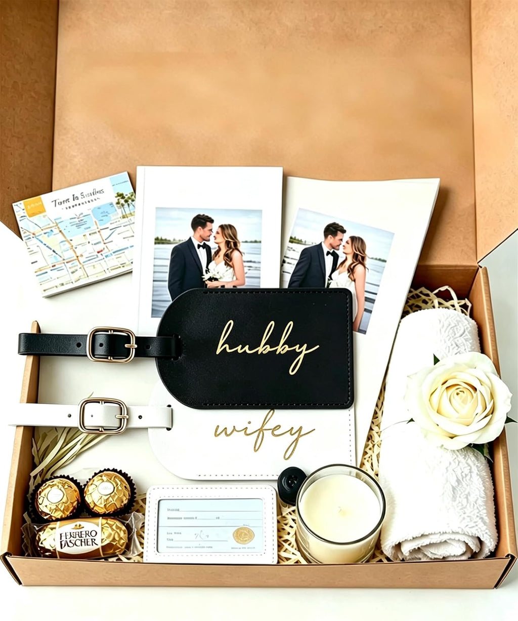 Hubby and Wifey Luggage Tags, Bridal Shower Gifts, Honeymoon Travel Essentials,Engagement Gift for Couples