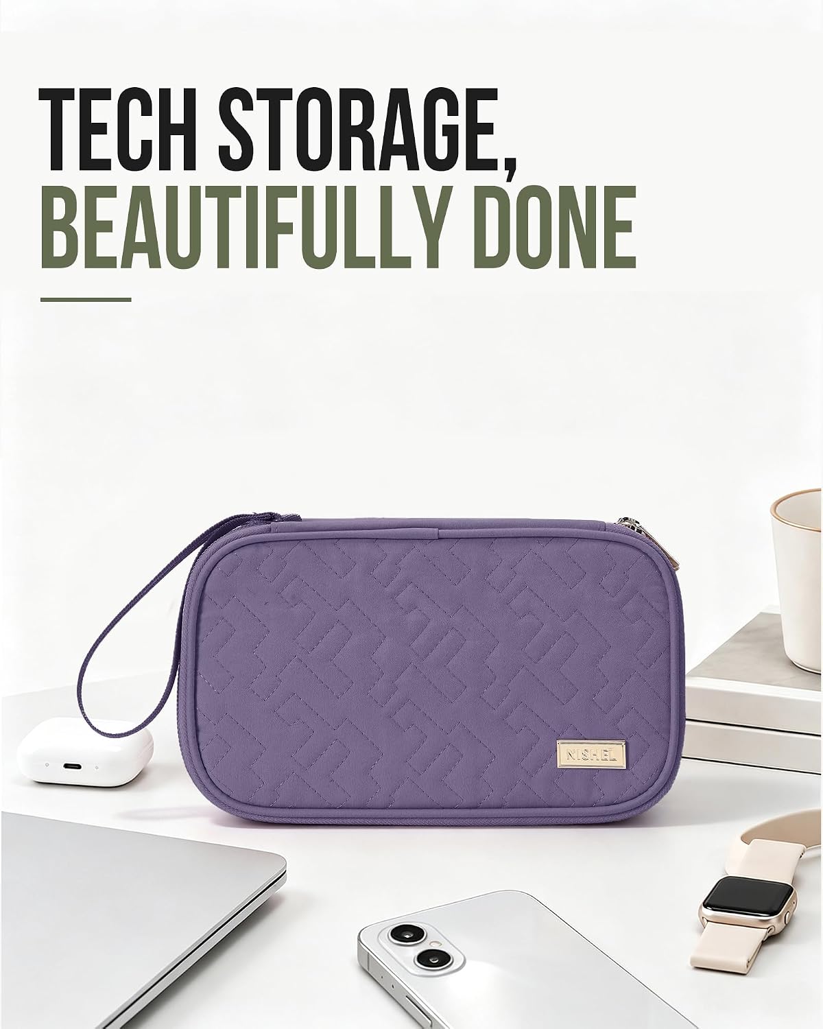 NISHEL Electronics Travel Organizer Cord Case, Charger Cable Tech Bag