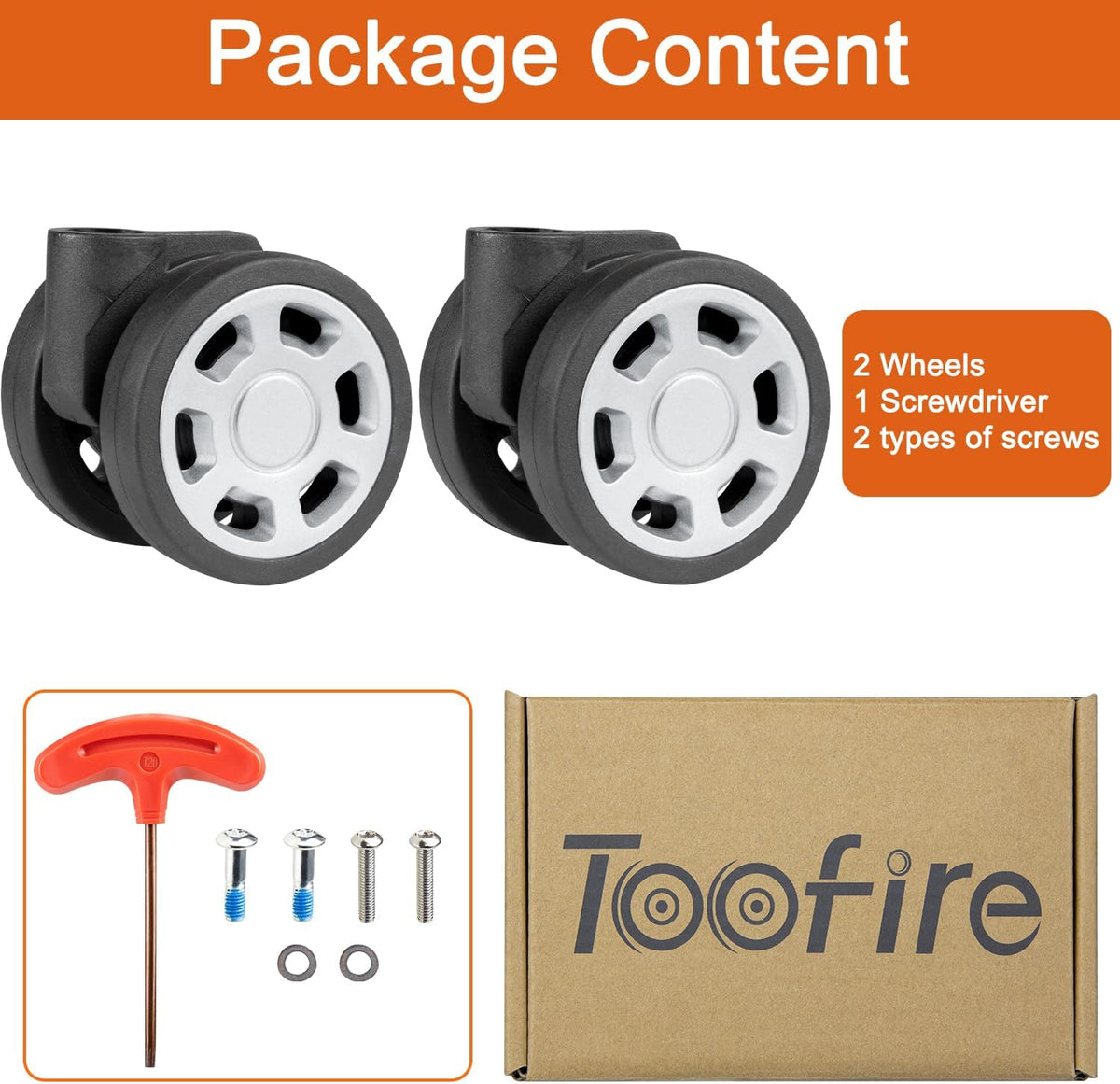 Wheels for Rimowa Trunk, 2 Pack Replacement Kit for Luggage(50mm-Silver-Sector)