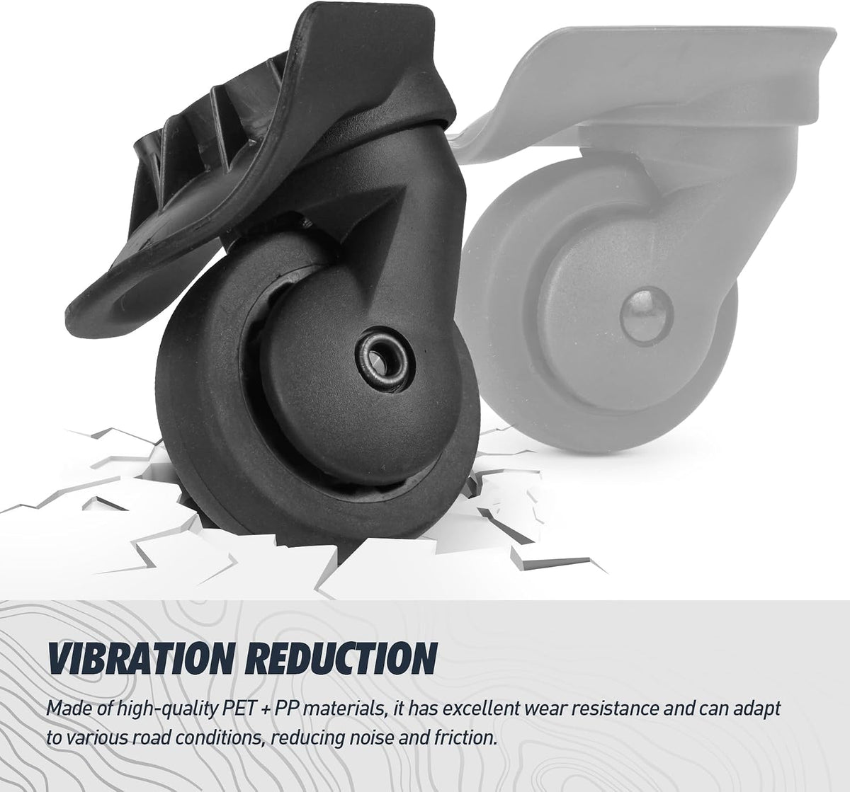 1 Pair Smooth Luggage Replacement Wheels DL076, Low-Noise Swivel Casters