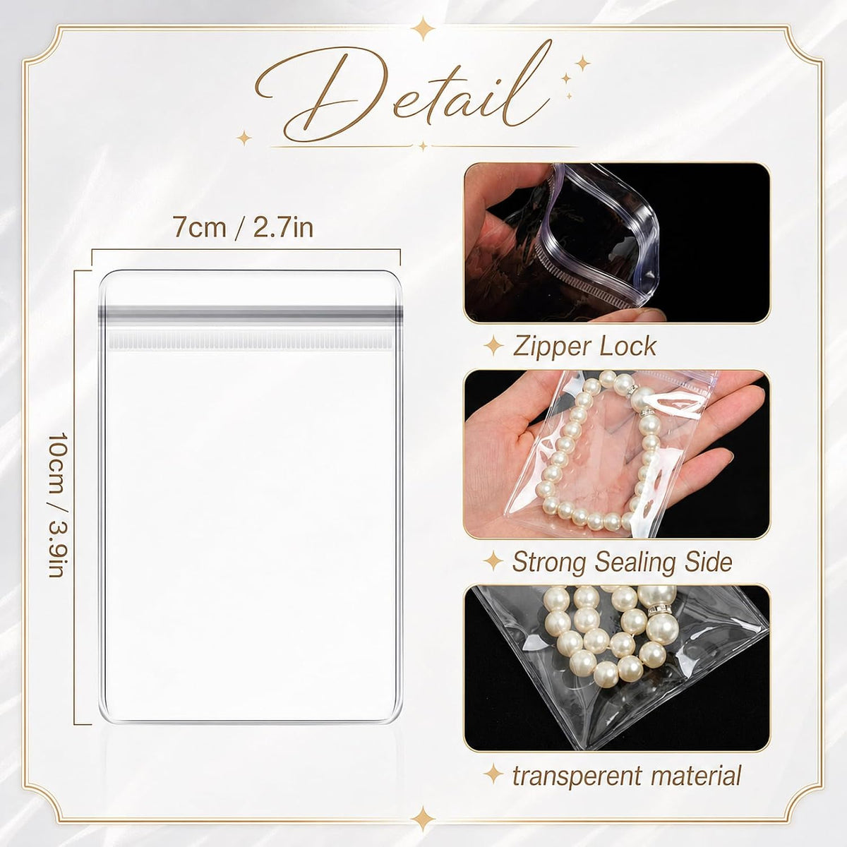 Clabby 120 Pieces Anti Tarnish Jewelry Bags for Organizer and Storage Clear PVC Jewelry Bag Mini Plastic Pouch Transparent Rings Earring Packing Small Zipper Lock Pouch for Travel (1 Sizes, Clear)