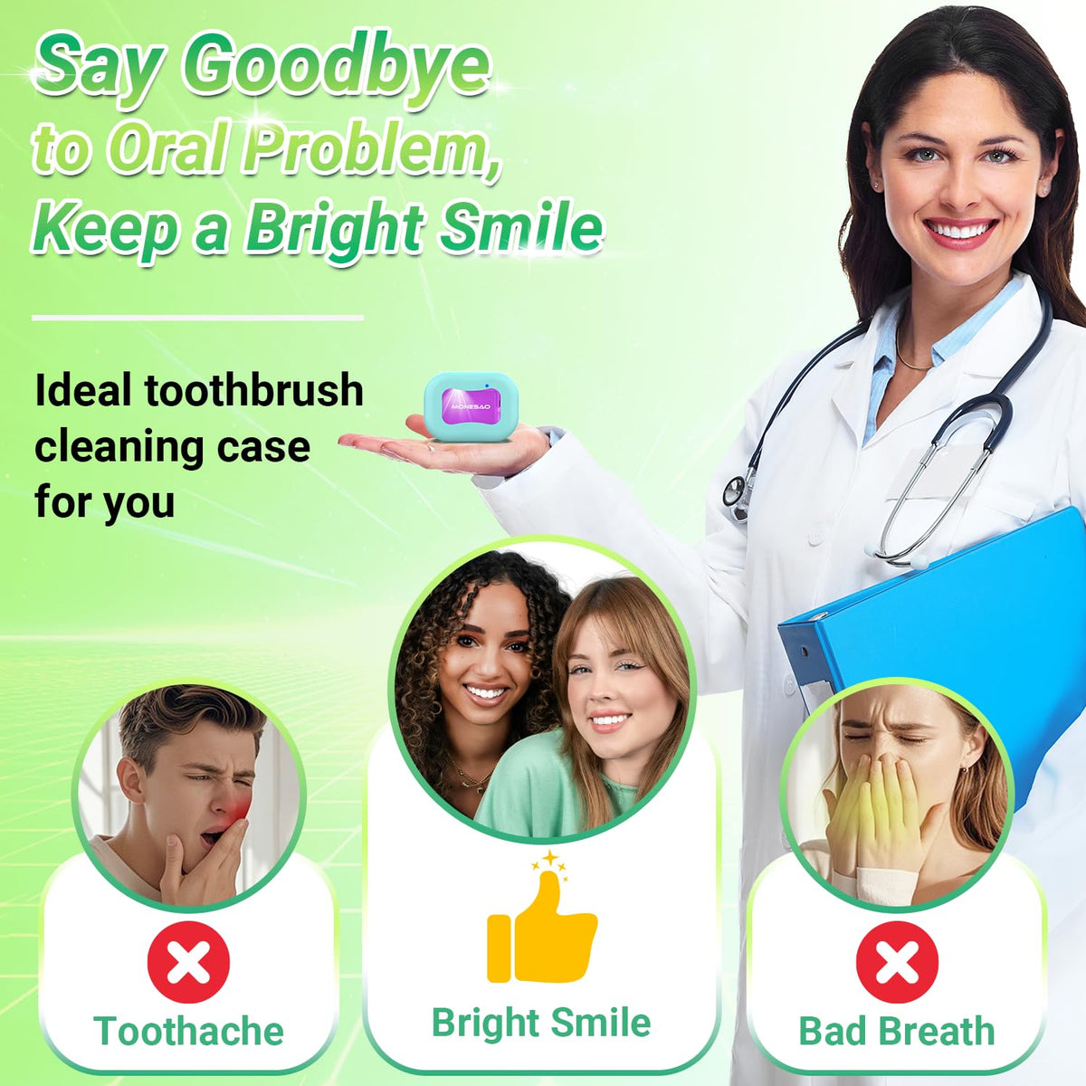 MONESAO Toothbrush Sanitizer Case, Toothbrush Covers with Holder
