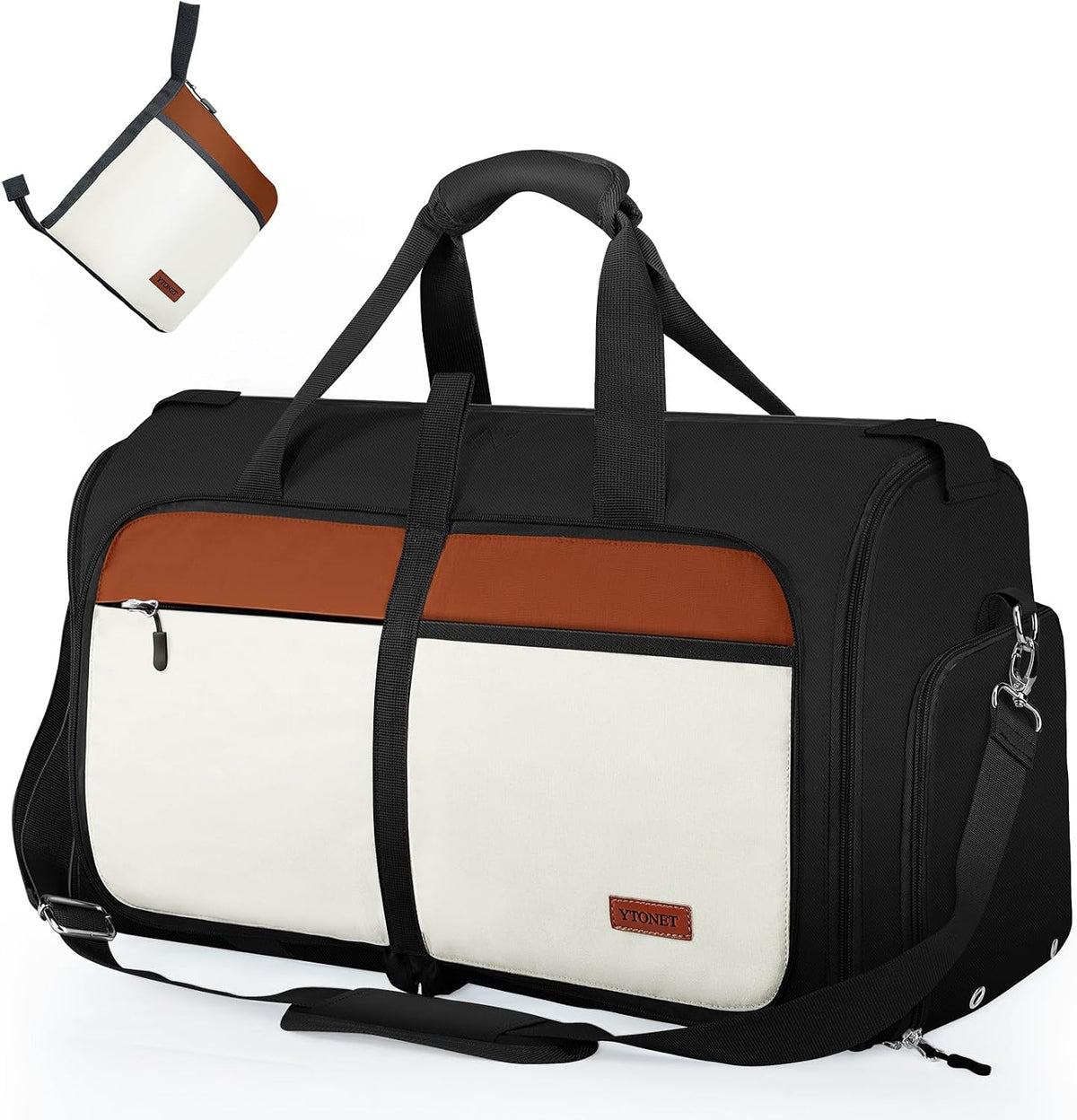 Ytonet Garment Bags for Travel, Foldable Garment Duffle Bags for Women men, Convertible Travel Garment Bag with Shoe Compartment, 2 in 1 Hanging Suitcase Suit Water Resistant Weekender Bag,