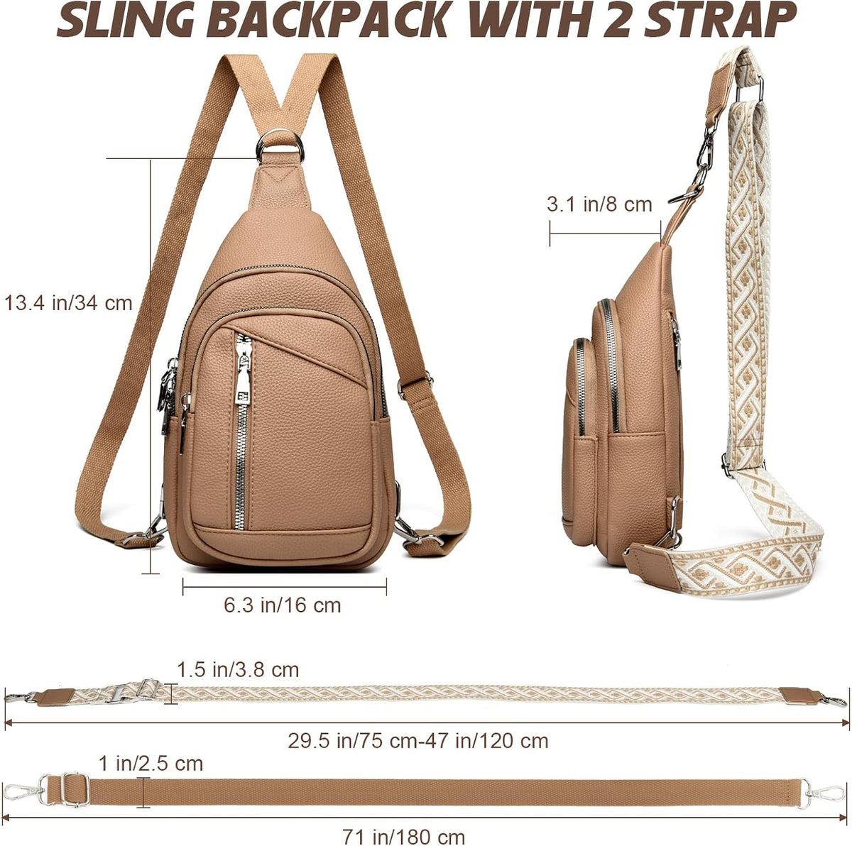 MYHOZEE Crossbody Bags for Women Sling Bag Faux Leather Mini Backpack Purse