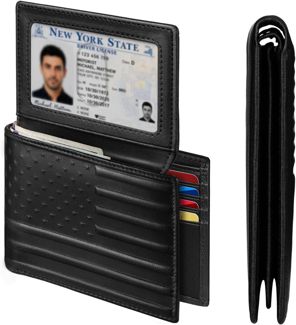 RUNBOX Wallet for Men Leather RFID Blocking Bifold Front Pocket Wallet