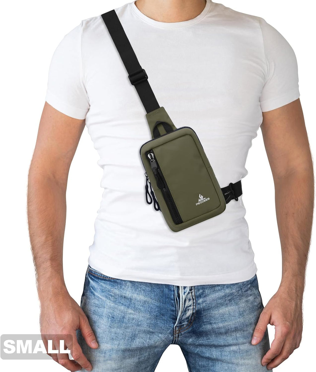 Peicees Mini Sling Bag for Men Small Crossbody Travel Bag, Small Army Green
