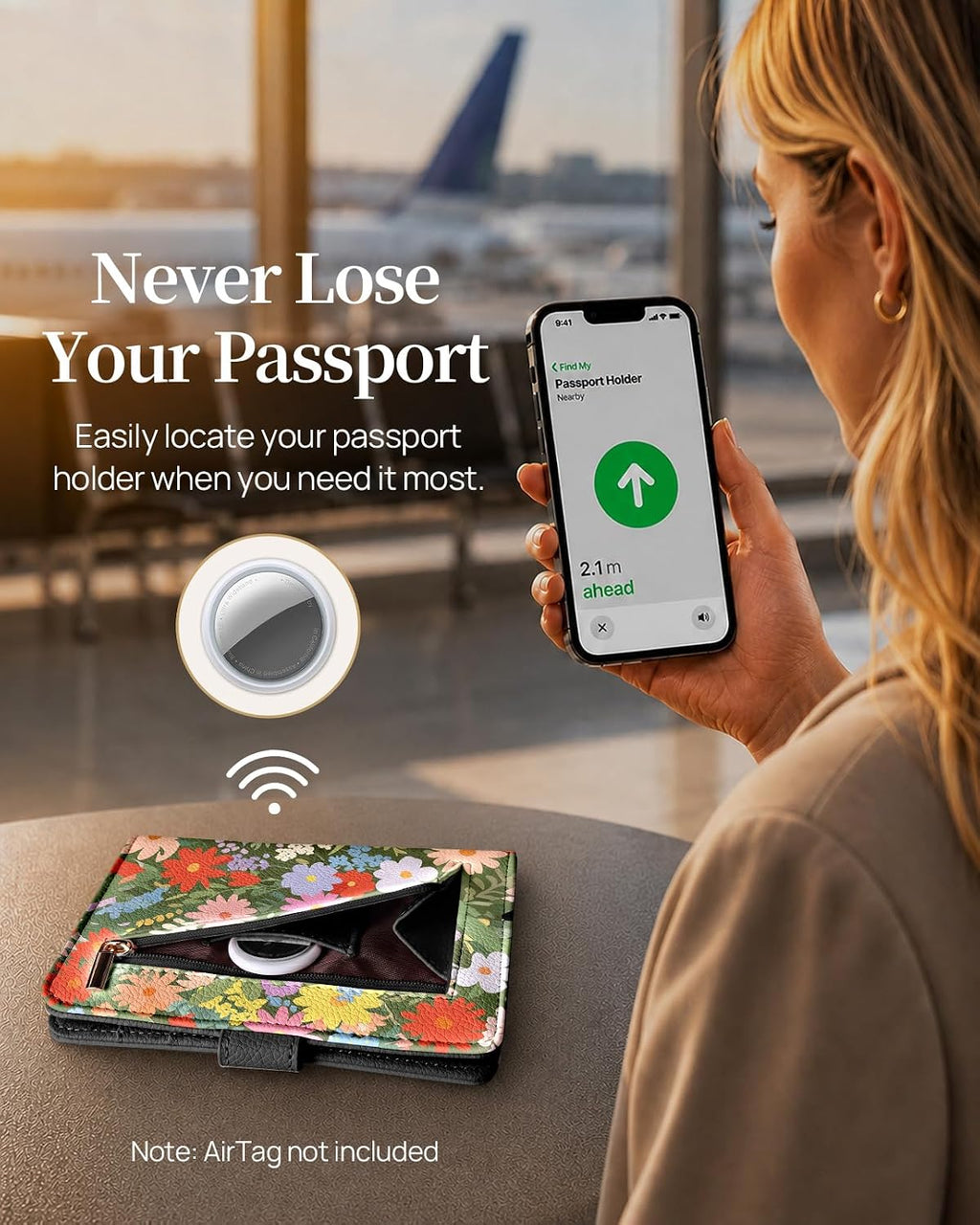 Slohif RFID Passport Holder for Travel with Airtag Hidden Slot Playful Cat