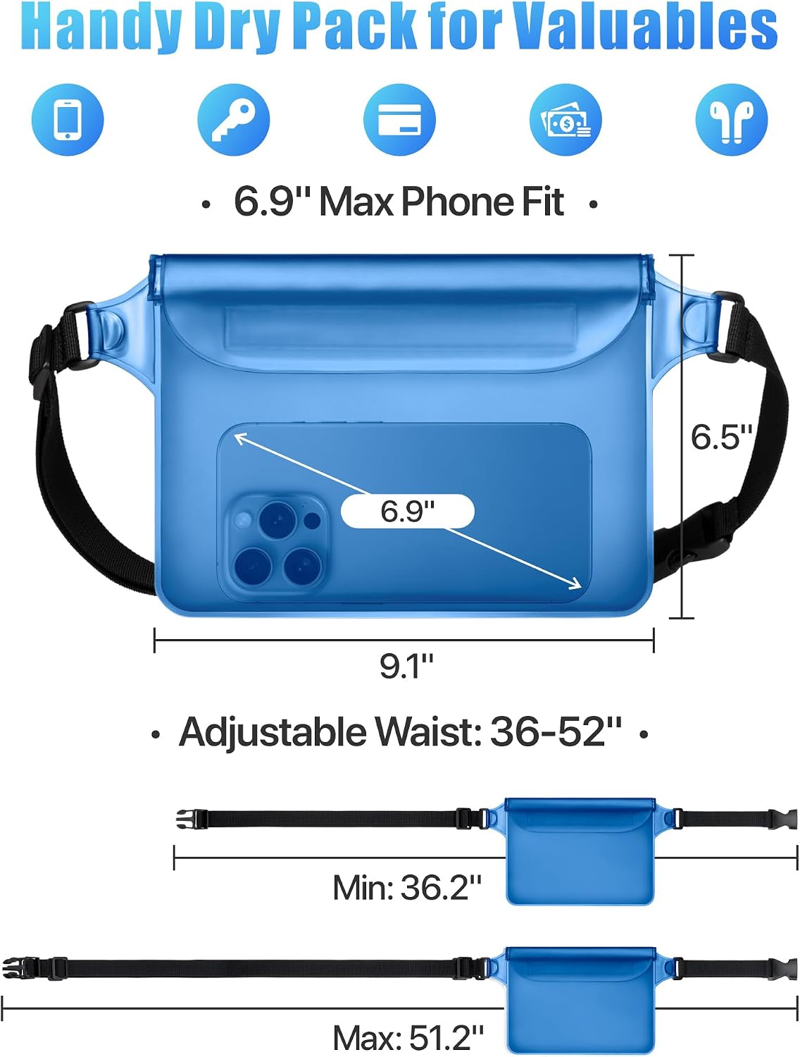 F-color Waterproof Fanny Pack - Waterproof Pouch, Beach Cruise Essentials