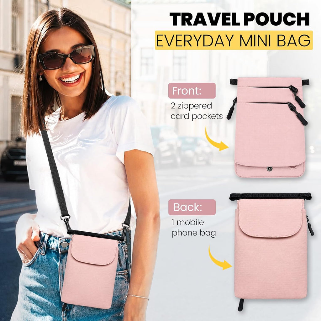 RFID Blocking Passport Holder for Travel Women Wallet Suit Single & Couples, Travel Essentials Neck Wallet with Adjustable Strap and Multi-Pocket Document Organizer Men for International Travelers