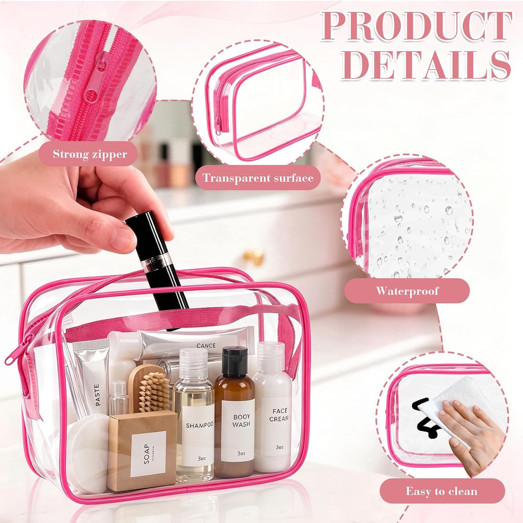 12PCS Clear Makeup Bags With Zipper Waterproof Travel Toiletry Bags PVC